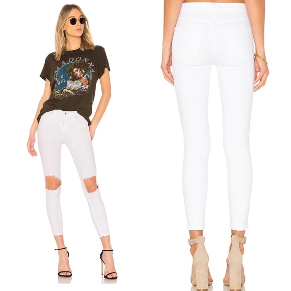 Free People Denim - Free People Busted Knee Skinny Jeans White Size 29
